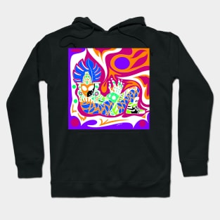 alien bro in air sporty shoes chac mool ecopop art in color vision Hoodie